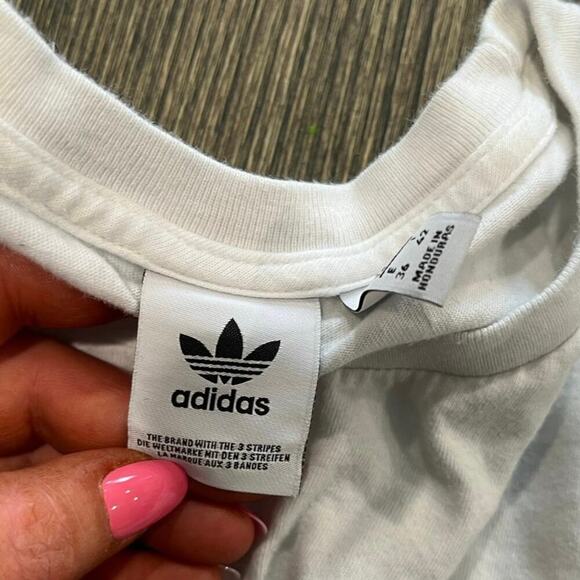 Adidas Girls Youth Cropped Top Logo Print Short Sleeve Crewneck White Size S - Picture 2 of 6